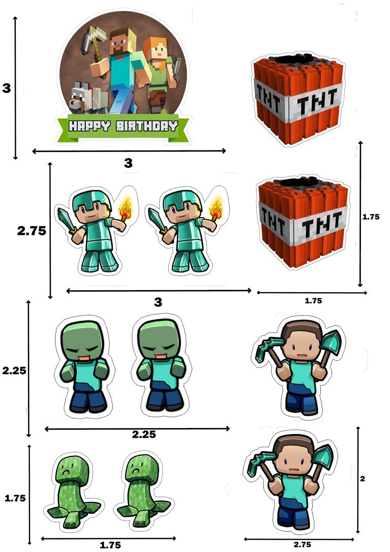 MINECRAFT Characters 5 - Edible Cake Topper OR Cupcake Topper – Edible  Prints On Cake (EPoC)
