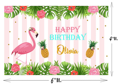 Personalize Flamingo Backdrop Banner