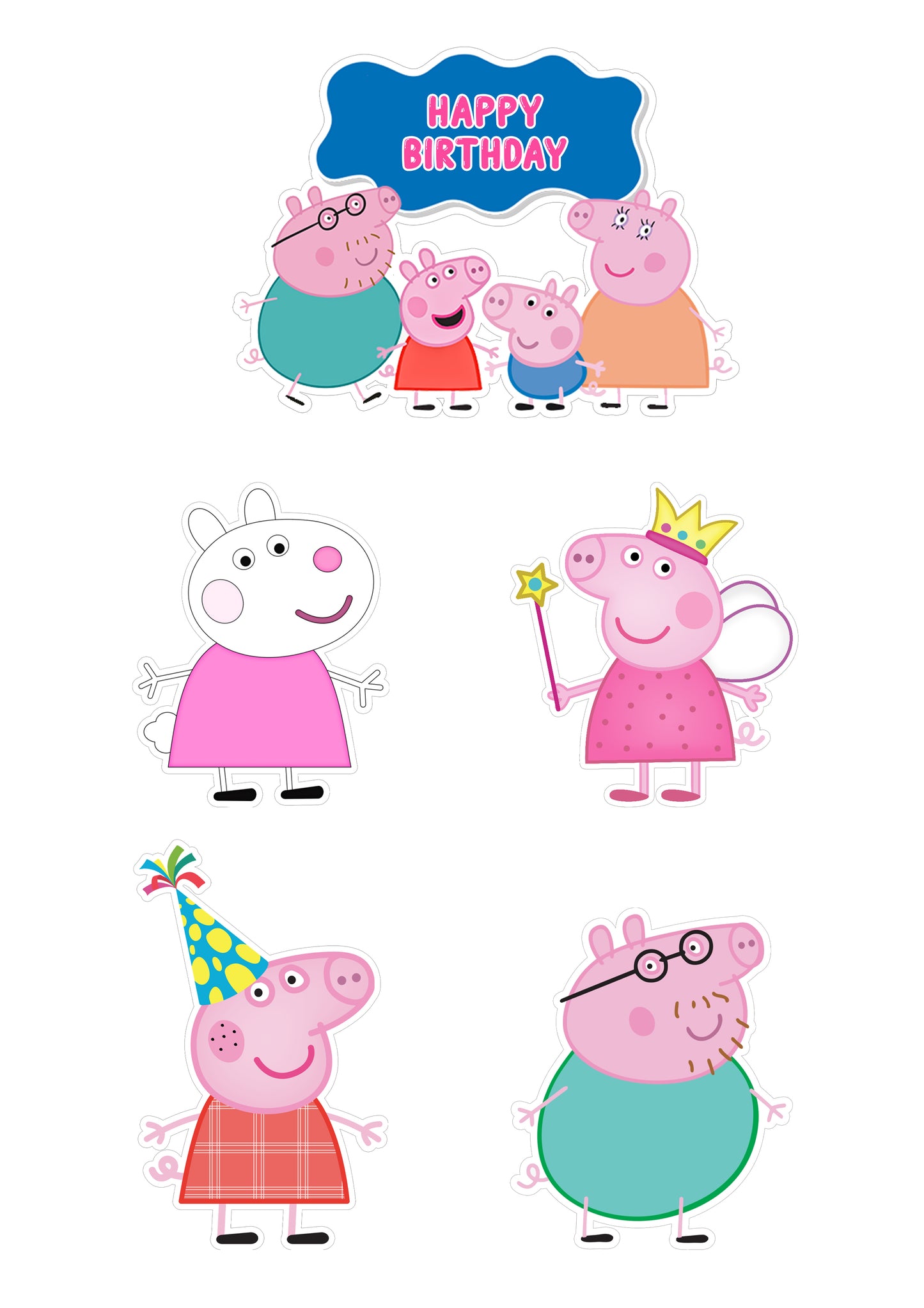 Peppa Pig Theme Birthday Party Cutouts