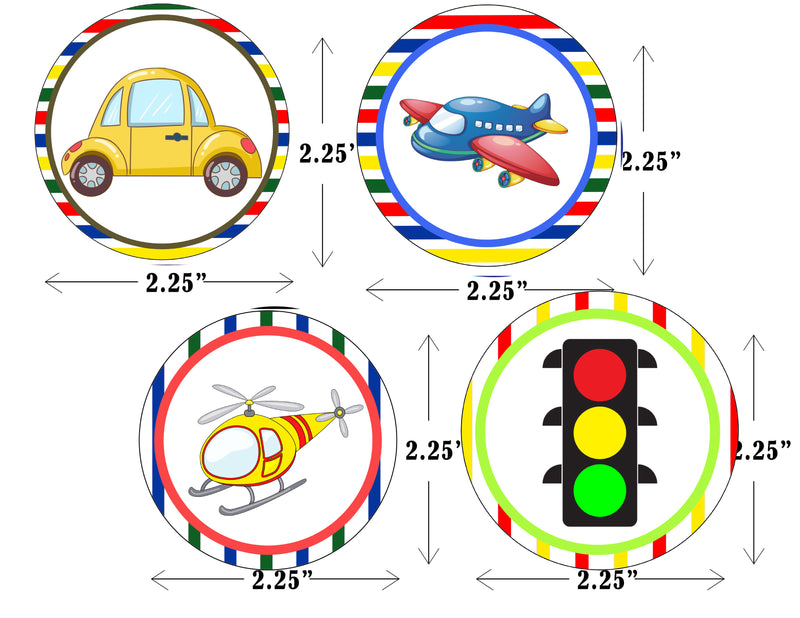 Transport Theme Birthday Party Cupcake Toppers for Decoration 