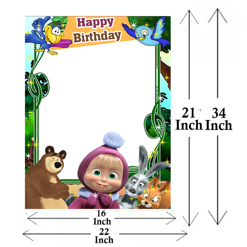 Masha and the Bear Theme Birthday Party Selfie Photo Booth Frame