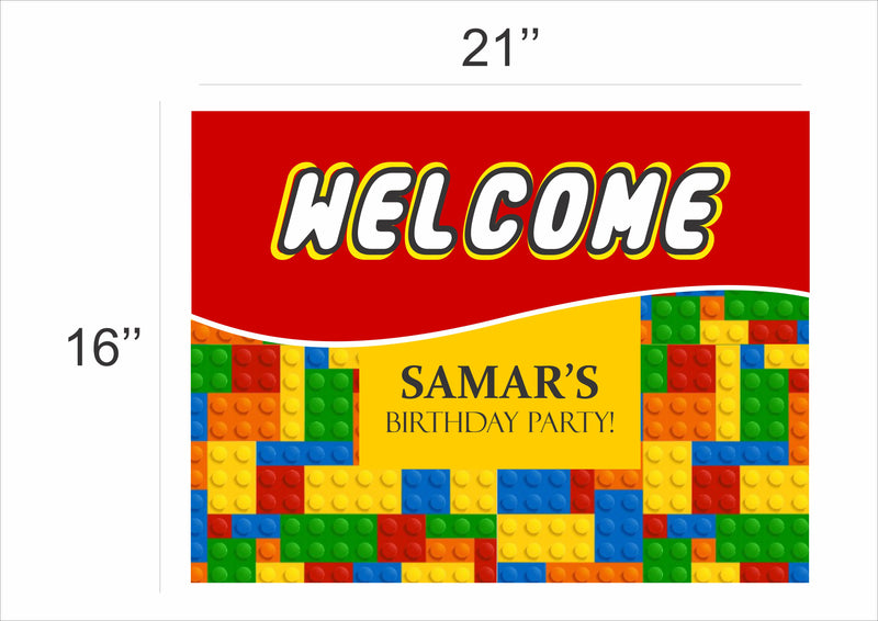 Lego Theme Birthday Party Welcome Board