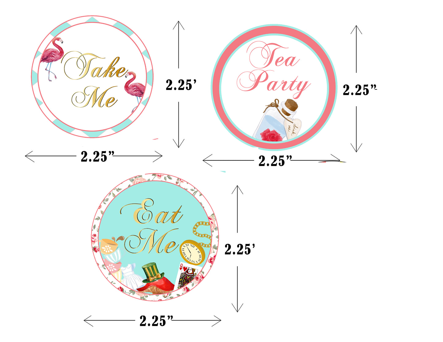Alice Tea Party Theme Birthday Party Cupcake Toppers for Decoration 