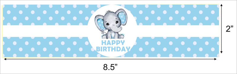 Elephant Theme Birthday Party Water Bottle Labels