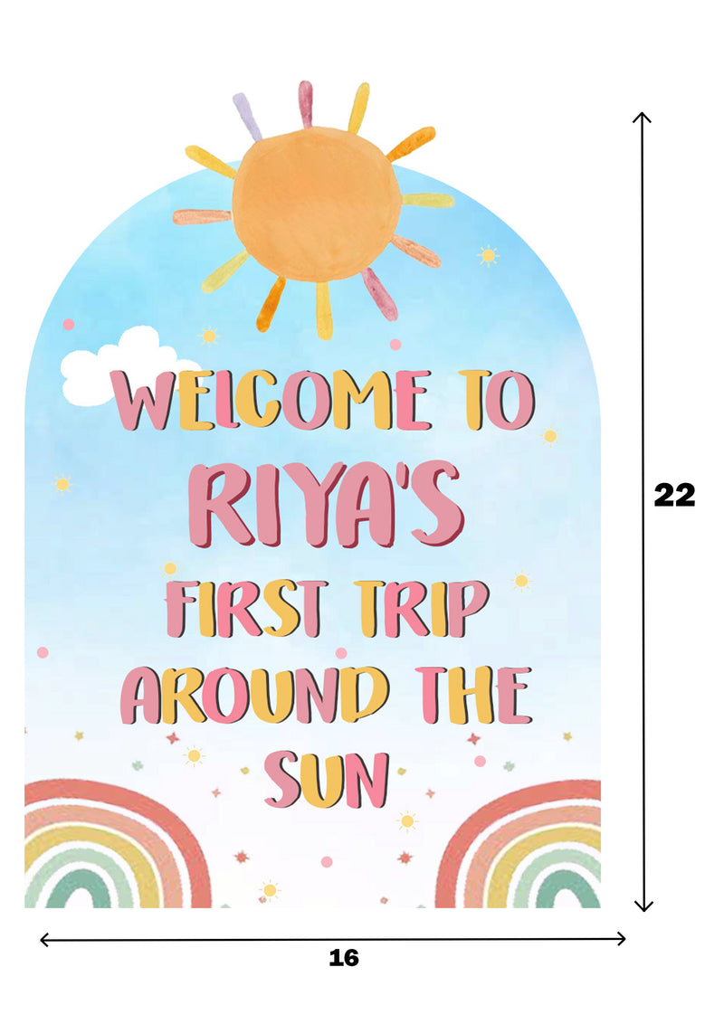 First Trip Around the Sun Theme Birthday Party Welcome Board