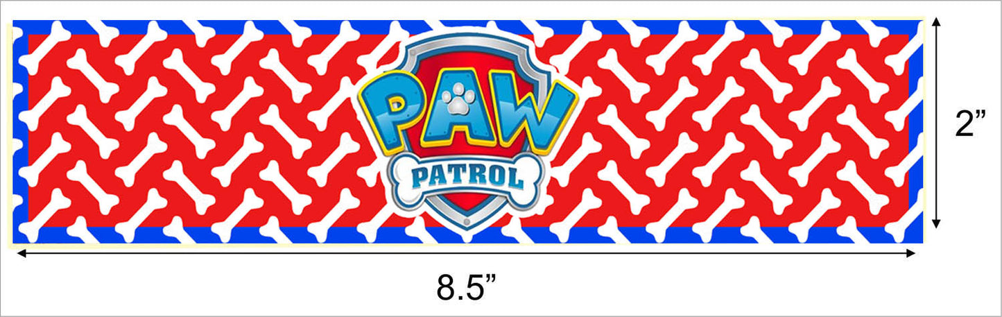 Paw Patrol Theme Birthday Party Water Bottle Labels