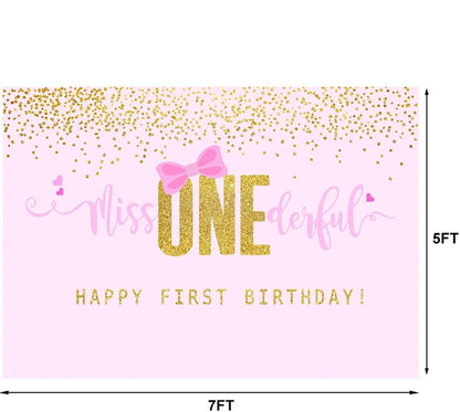 One Is Fun First Birthday Backdrop for Girls