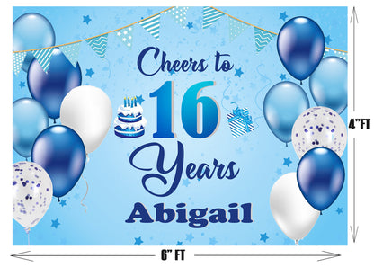 Personalize 16th Birthday Backdrop Banner