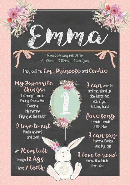 First Birthday Girl Kit Backdrop ,Banner and Chalkboard