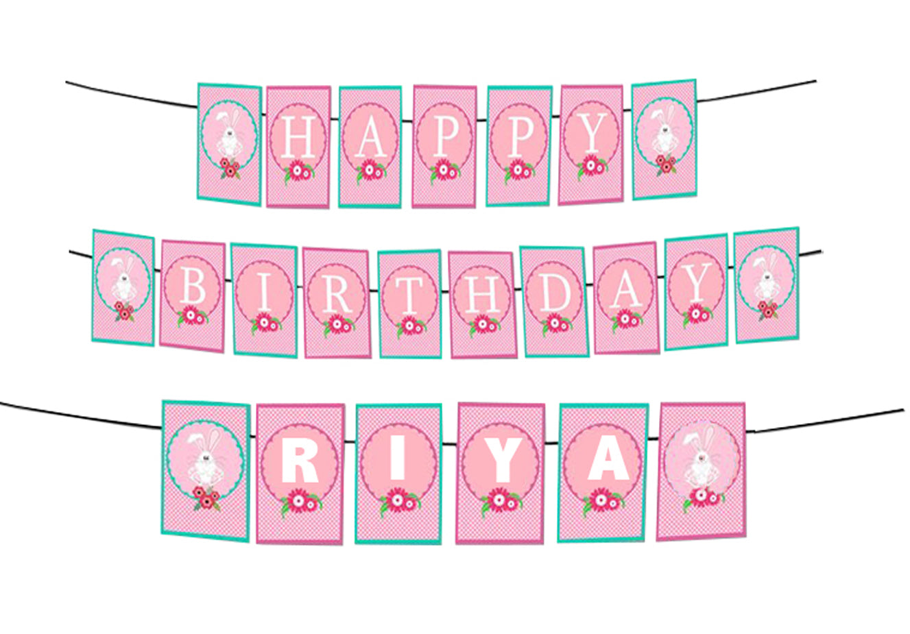 Personalized Some Bunny is One -Girls Banner For Birthday Decoration I Happy Birthday Banner