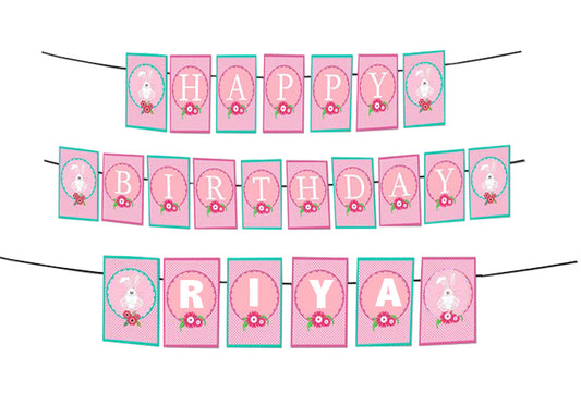 Personalized Some Bunny is One -Girls Banner For Birthday Decoration I Happy Birthday Banner