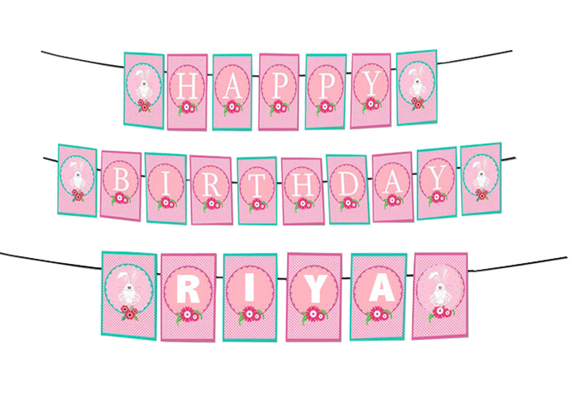 Personalized Some Bunny is One -Girls Banner For Birthday Decoration I Happy Birthday Banner