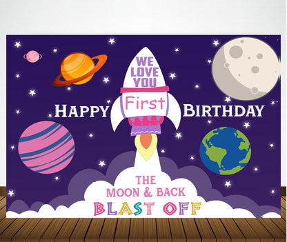 Space Theme Birthday Party Backdrop