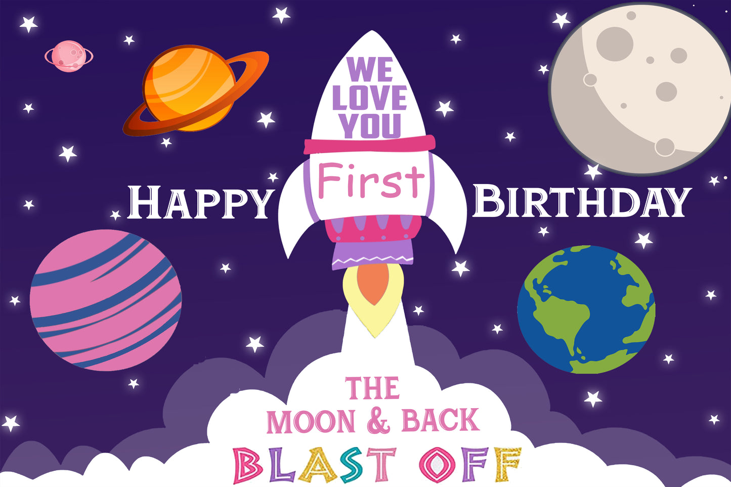 Space Theme Birthday Party Backdrop