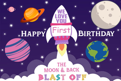 Space Theme Birthday Party Backdrop