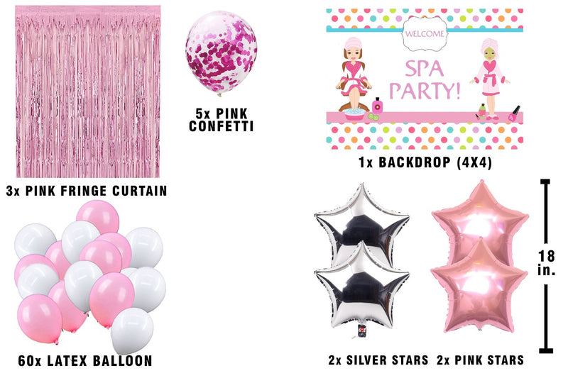 Spa Theme Birthday Party Decoration Kit with Backdrop & Balloons