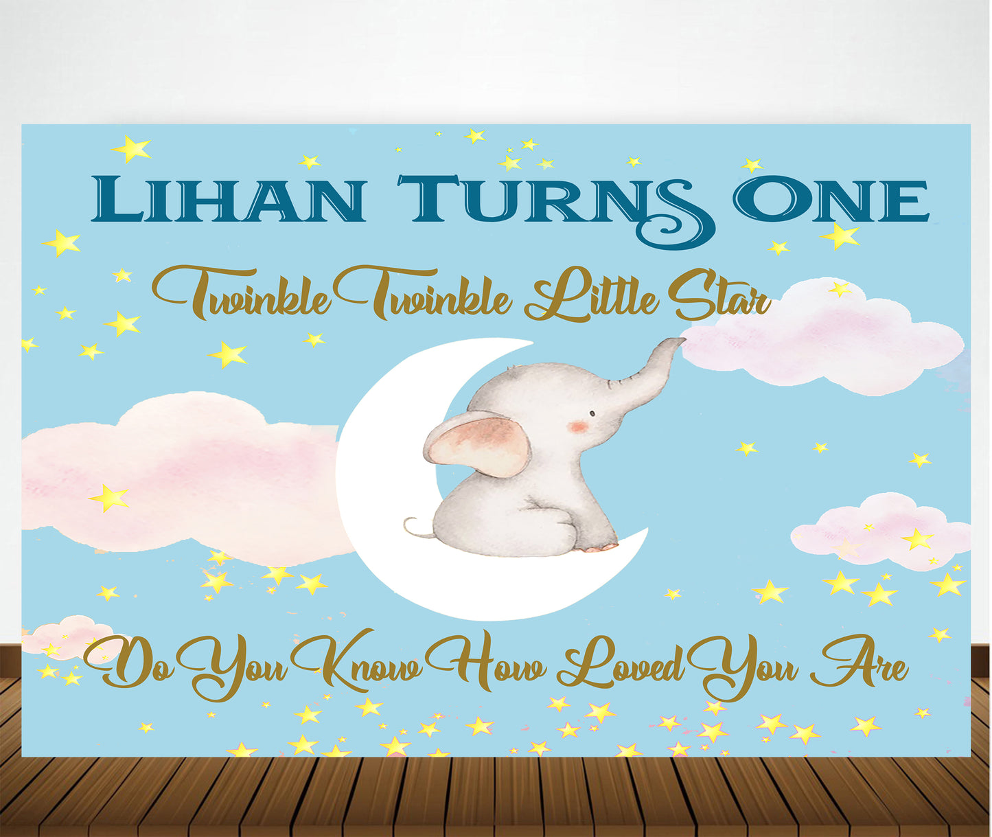 Personalize Twinkle Twinkle Little Star Backdrop Banner