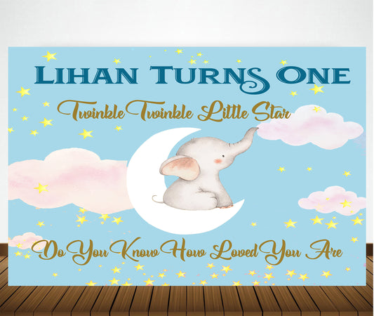 Personalize Twinkle Twinkle Little Star Backdrop Banner