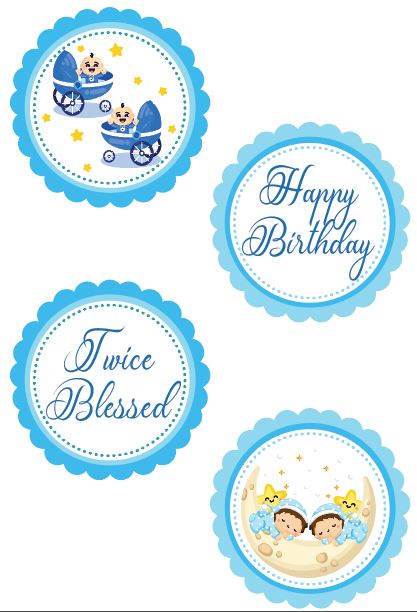 Twin Boys Theme Birthday Party Paper Decorative Straws