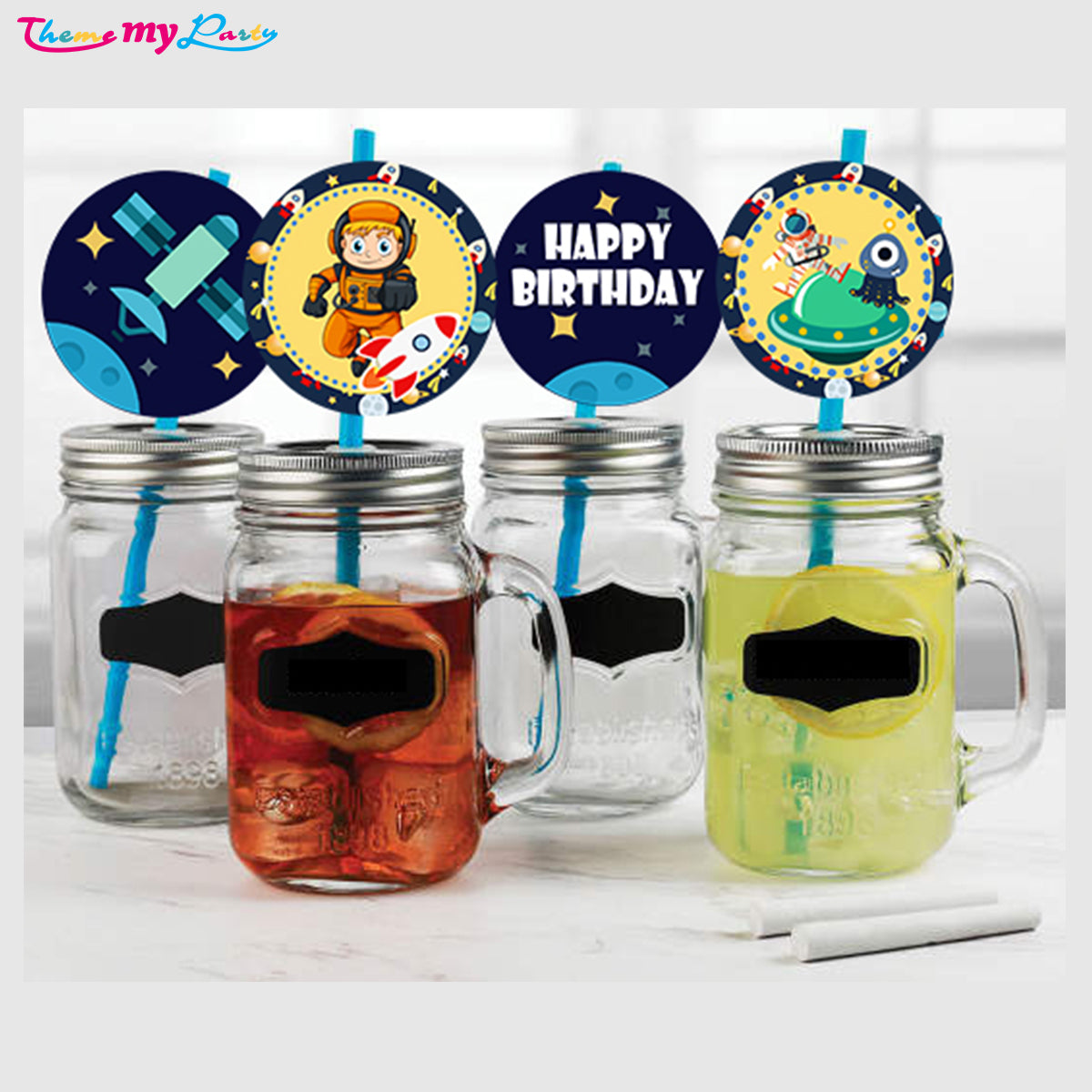Space Theme Birthday Party Paper Decorative Straws