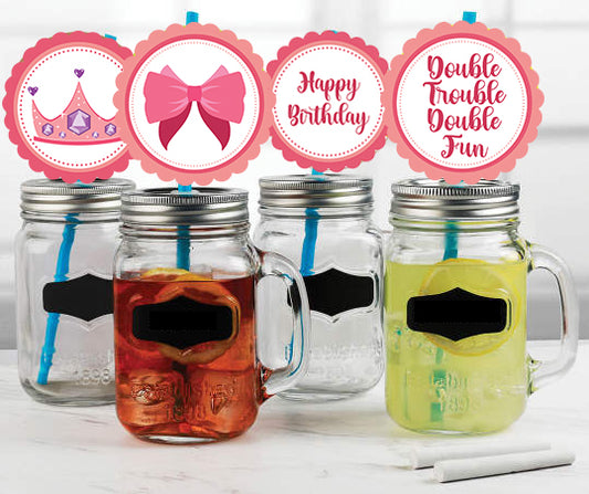 Twin Girls Theme Birthday Party Paper Decorative Straws