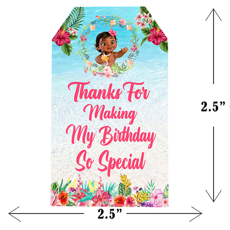 Moana Theme Birthday Party Thank You Gift Tags