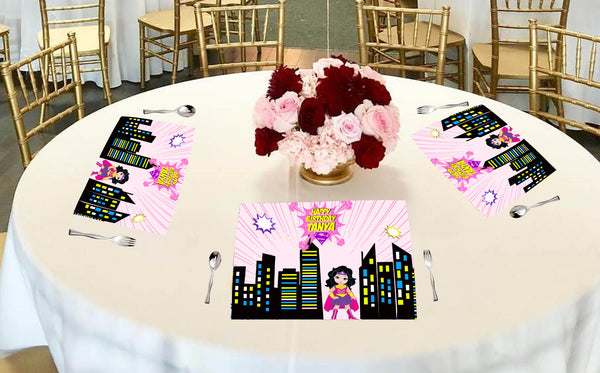 Super Girl Theme Birthday Party Table Mats