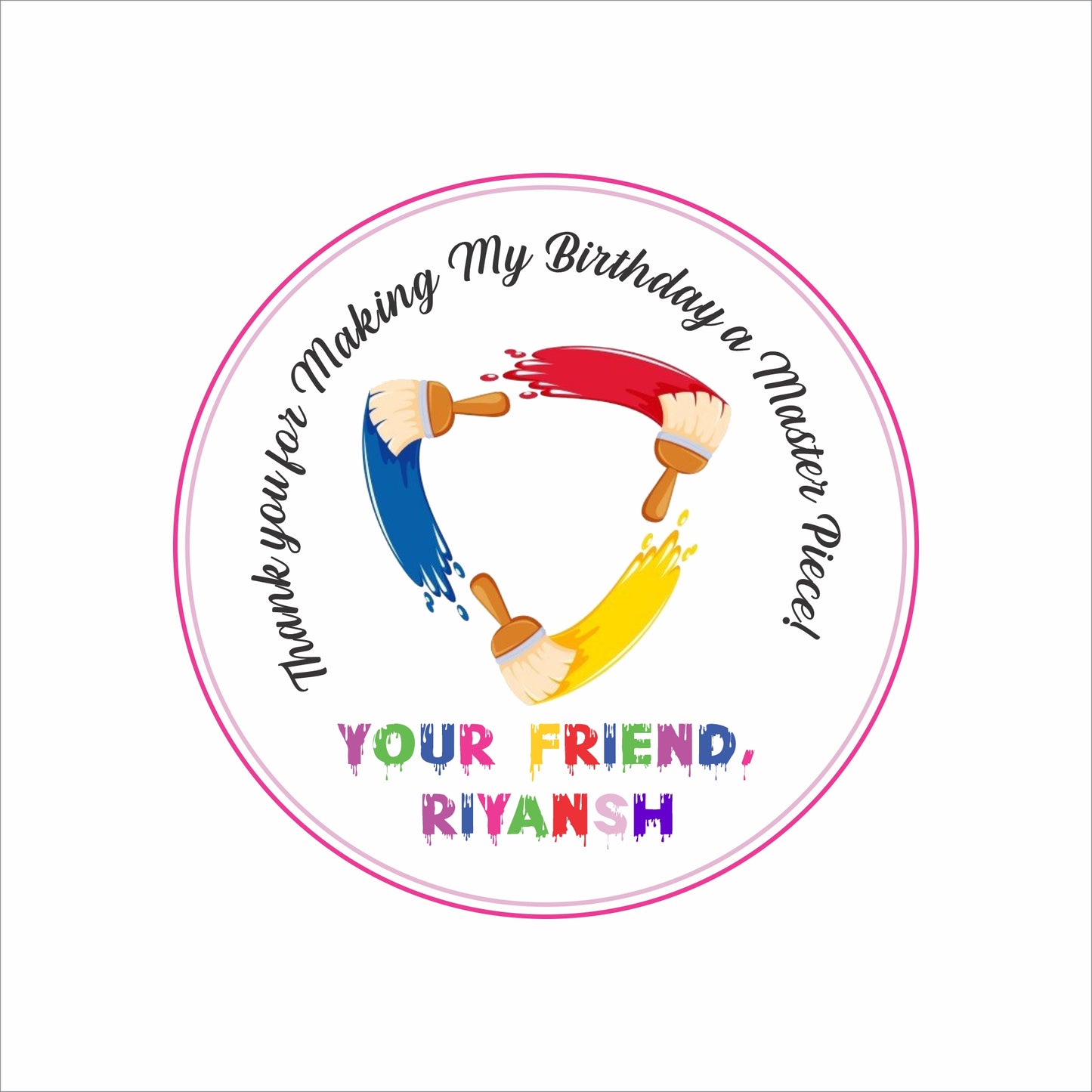 Art and Paint Theme Birthday Party Thank You Gift Tags