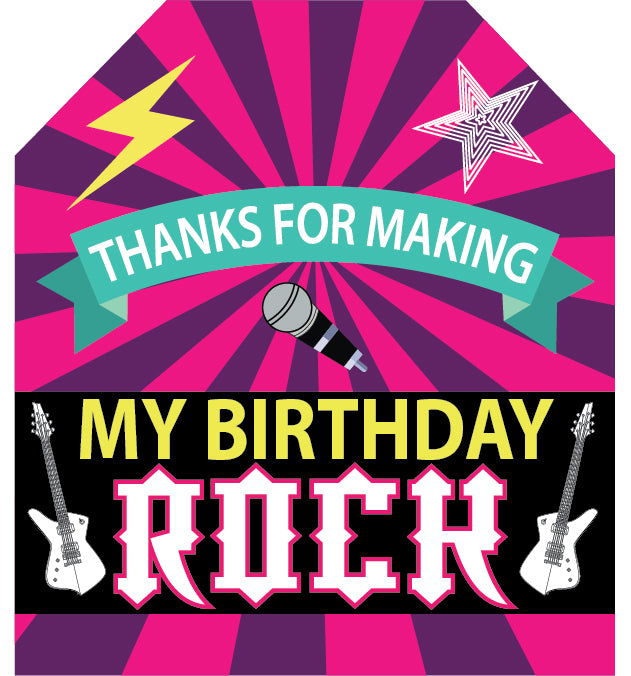 Rockstar Theme Birthday Party Thank You Gift Tags