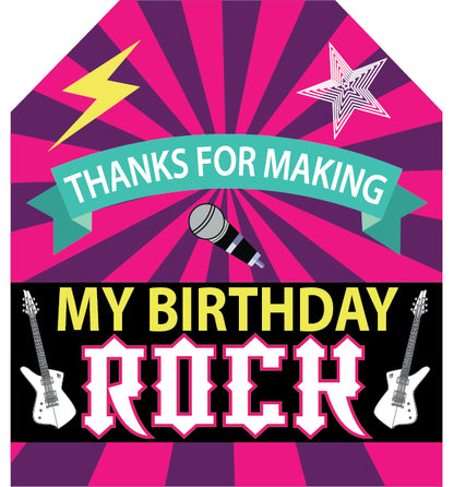 Rockstar Theme Birthday Party Thank You Gift Tags