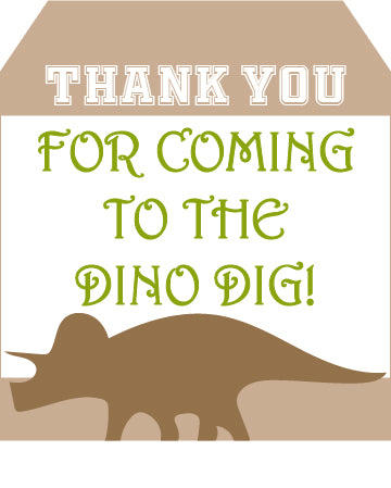 DINOSAUR THEME BIRTHDAY PARTY THANK YOU GIFT TAGS