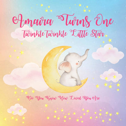 Personalize Twinkle Twinkle Little Star Girls Birthday Party Backdrop Banner