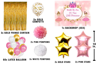Twins Girls Theme Birthday Party Complete Decoration Kit