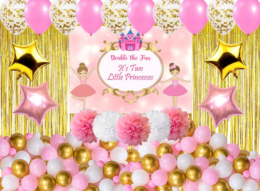 Twins Girls Theme Birthday Party Complete Decoration Kit
