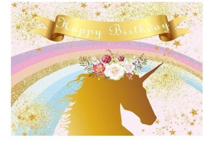 Personalize Unicorn Birthday Party Backdrop Banner