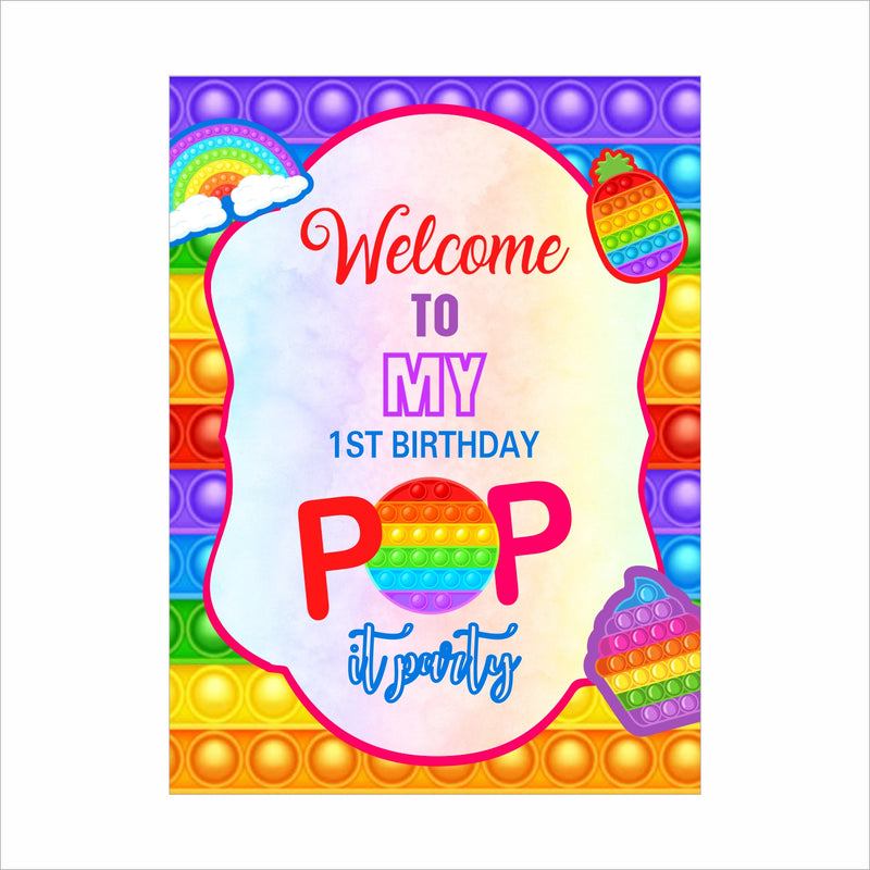 Pop It Theme Birthday Party Welcome Board