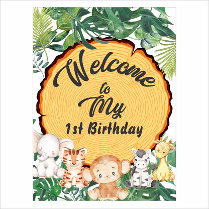 Jungle Theme Birthday Party Welcome Board