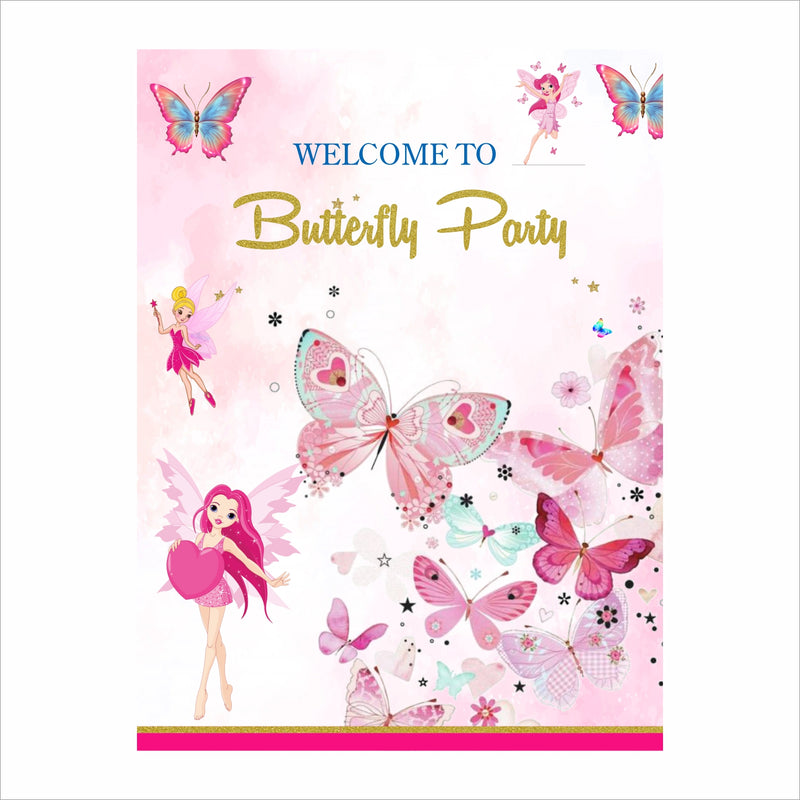 Butterflies & Fairies Theme Birthday Party Welcome Board