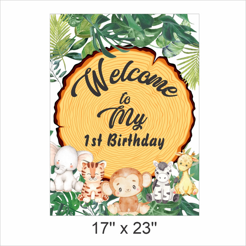 Jungle Theme Birthday Party Welcome Board