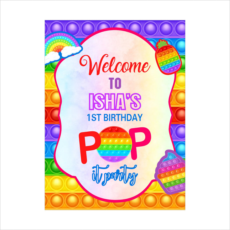 Pop It Theme Birthday Party Welcome Board