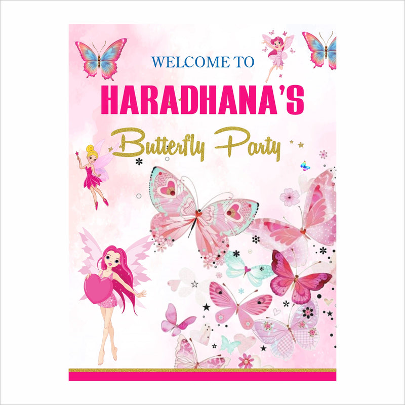 Butterflies & Fairies Theme Birthday Party Welcome Board