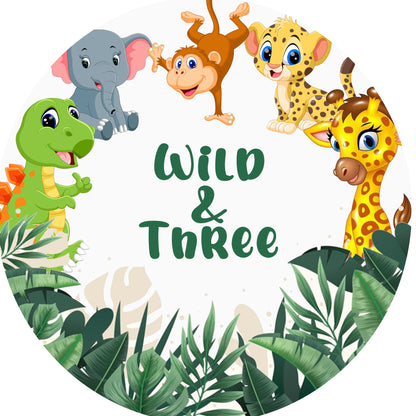Personalize Round Jungle Backdrop Banner