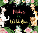 Personalize Wild Safari Birthday Backdrop Banner