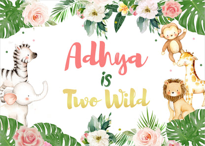 Personalize Jungle Birthday Backdrop Banner