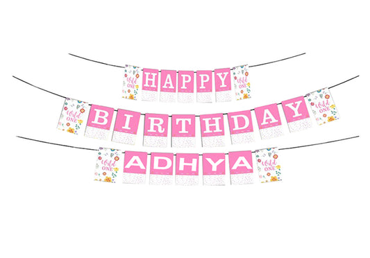 Personalized Wild One Pink Banner For Birthday Decoration I Happy Birthday Banner