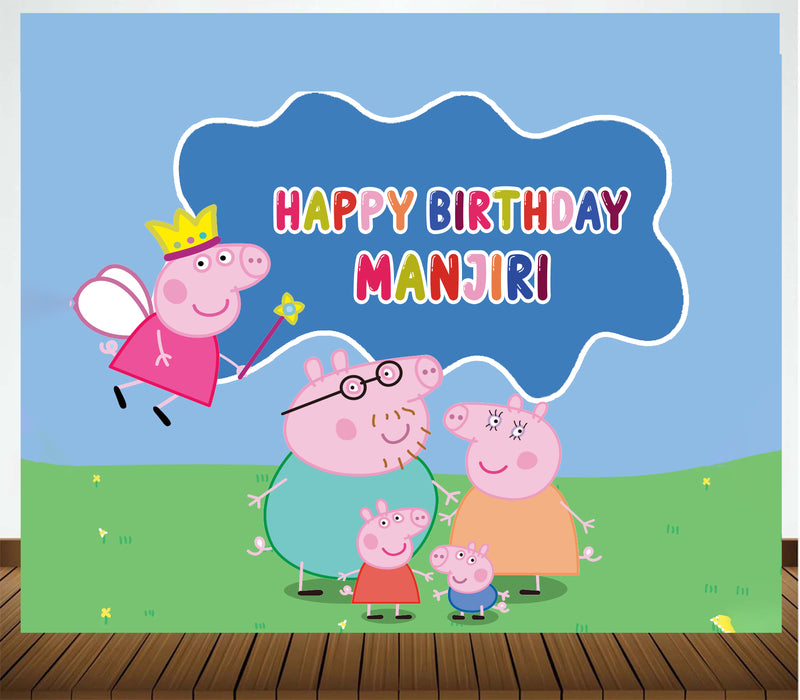 Peppa Pig Theme Birthday Party Backdrop