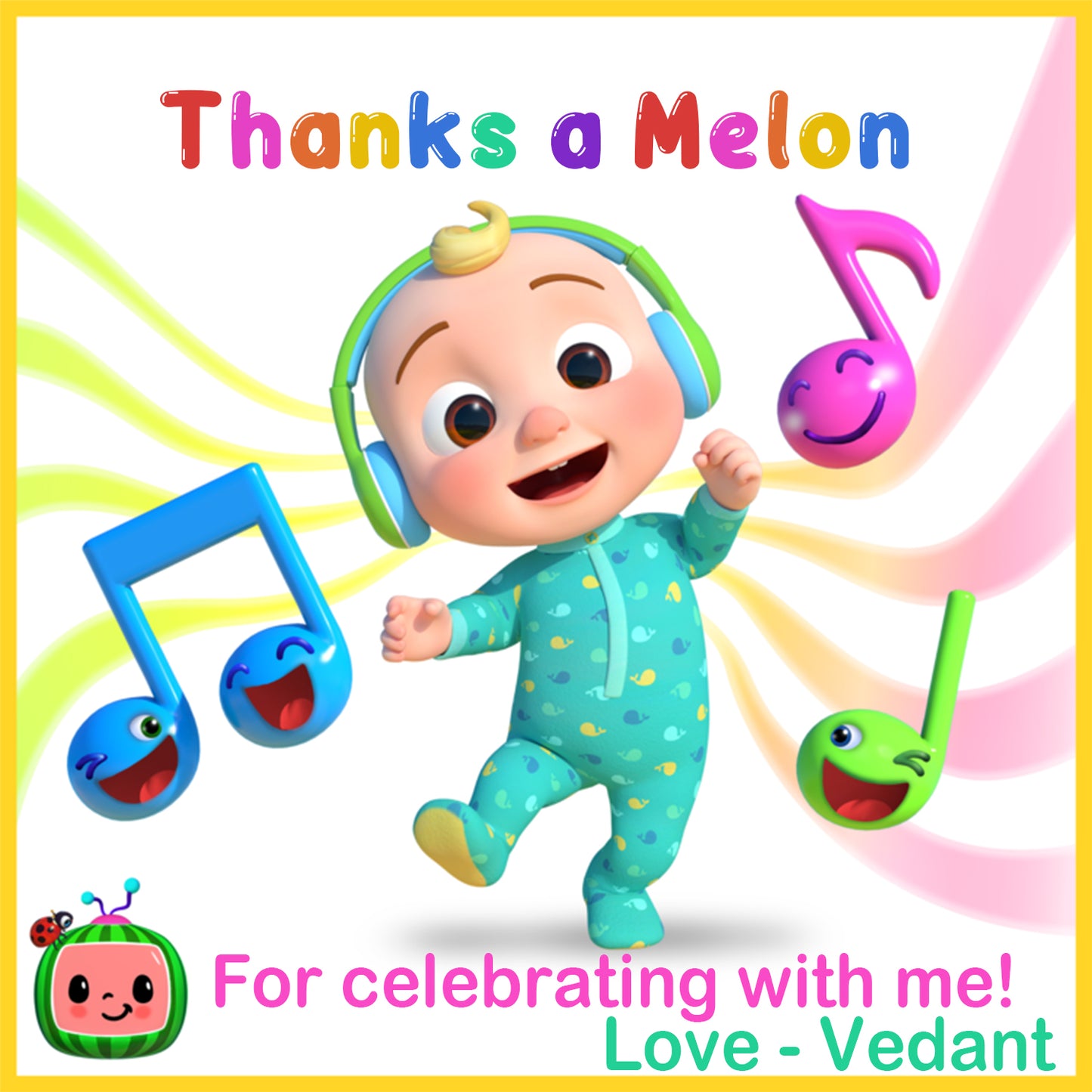 Cocomelon Theme Birthday Party Thank You Gift Tags