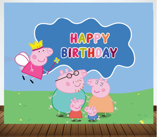 Peppa Pig Theme Birthday Party Backdrop